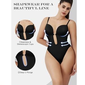 Decorus Shapewear Backless Bodysuit Strapless: Low-back Thong Body-shaper Invisi